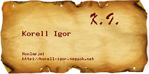 Korell Igor névjegykártya